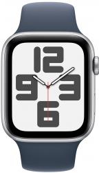 Apple Watch SE GPS + Cellular 44mm Silver Aluminium Case with Storm Blue Sport Band (MRHJ3SA/A)