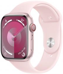 Apple Watch Series 9 GPS + Cellular 45mm Pink Aluminium Case with Light Pink Sport Band (MRMK3SA/A)