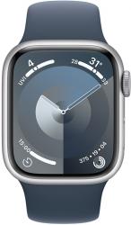 Apple Watch Series 9 GPS 45mm Silver Aluminium Case with Storm Blue Sport Band (MR9D3SA/A)