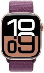Apple Watch Series 10 GPS + Cellular 46mm Rose Gold Aluminium Case with Plum Sport Loop (MWY83SA/A)