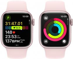 Apple Watch Series 9 GPS 41mm Pink Aluminium Case with Light Pink Sport Band (MR933SA/A)