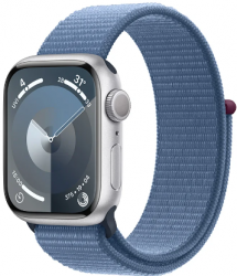Apple Watch Series 9 GPS + Cellular 41mm Silver Aluminium Case with Winter Blue (MRHX3SA/A)
