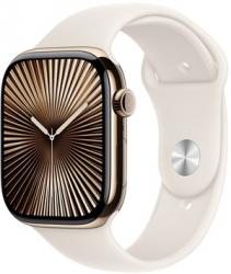Apple Watch Series 10 GPS + Cellular 46mm Gold Titanium Case with Starlight Sport Band (MWYY3SA/A)