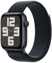 Apple Watch SE GPS + Cellular 44mm Midnight Aluminium Case with Midnight Sport Loop (MRHC3SA/A)