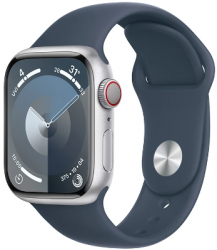 Apple Watch Series 9 GPS + Cellular 41mm Silver Aluminium Case with Storm Blue (MRHV3SA/A)