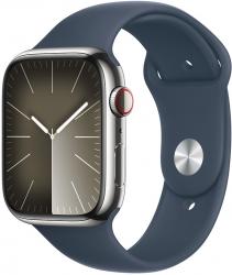 Apple Watch Series 9 GPS + Cellular 41mm Silver Stainless Steel Case with Storm Blue (MRJ23SA/A)