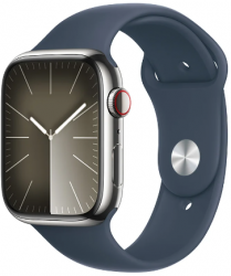 Apple Watch Series 9 GPS + Cellular 45mm Silver Stainless Steel Case with Storm Blue (MRMN3SA/A)