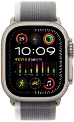 Apple Watch Ultra 2 GPS + Cellular 49mm Titanium Case with Green Grey Trail Loop - M/L (MRF43TH/A)