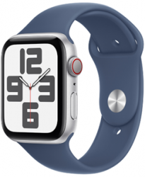 Apple Watch SE GPS + Cellular 44mm Silver Aluminium Case with Denim Sport Band (MXGQ3SA/A)