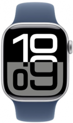 Apple Watch Series 10 GPS + Cellular 42mm Silver Aluminium Case with Denim Sport Band (MWX43SA/A)