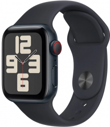 Apple Watch SE GPS + Cellular 40mm Midnight Aluminium Case with Midnight Sport Band (MRG73SA/A)