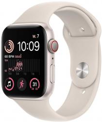 Apple Watch SE GPS + Cellular 44mm Starlight Aluminium Case with Starlight Sport Band (MRGX3SA/A)