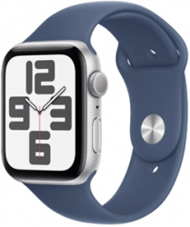 Apple Watch SE GPS 44mm Silver Aluminium Case with Denim Sport Band (MXEQ3SA/A)
