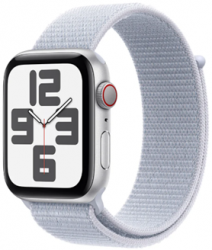 Apple Watch SE GPS + Cellular 44mm Silver Aluminium Case with Blue Cloud Sport Loop (MXGR3SA/A)