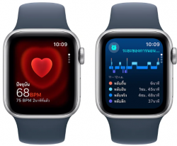 Apple Watch SE GPS 40mm Silver Aluminium Case with Storm Blue Sport Band (MRE23SA/A)