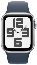 Apple Watch SE GPS + Cellular 40mm Silver Aluminium Case with Storm Blue Sport Band (MRGM3SA/A)