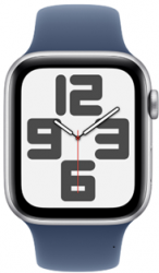 Apple Watch SE GPS 44mm Silver Aluminium Case with Denim Sport Band (MXEQ3SA/A)