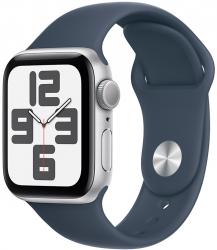Apple Watch SE GPS 40mm Silver Aluminium Case with Storm Blue Sport Band (MRE13SA/A)