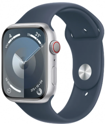 Apple Watch Series 9 GPS + Cellular 45mm Silver Aluminium Case with Storm Blue (MRMG3SA/A)