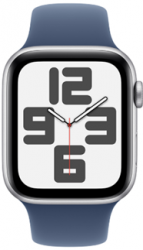 Apple Watch SE GPS + Cellular 44mm Silver Aluminium Case with Denim Sport Band (MXGQ3SA/A)