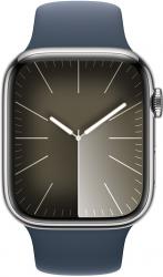 Apple Watch Series 9 GPS + Cellular 41mm Silver Stainless Steel Case with Storm Blue (MRJ23SA/A)