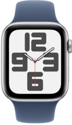 Apple Watch SE GPS + Cellular 44mm Silver Aluminium Case with Denim Sport Band (MXGP3SA/A)