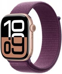 Apple Watch Series 10 GPS + Cellular 46mm Rose Gold Aluminium Case with Plum Sport Loop (MWY83SA/A)