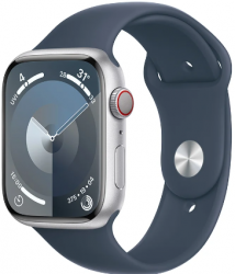 Apple Watch Series 9 GPS + Cellular 45mm Silver Aluminium Case with Storm Blue (MRMH3SA/A)