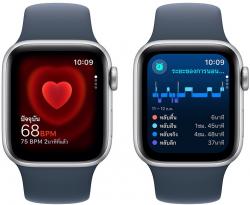 Apple Watch SE GPS + Cellular 40mm Silver Aluminium Case with Storm Blue Sport Band (MRGJ3SA/A)