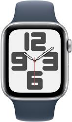 Apple Watch SE GPS + Cellular 44mm Silver Aluminium Case with Storm Blue Sport Band (MRHF3SA/A)