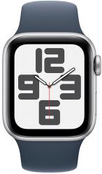Apple Watch SE GPS 40mm Silver Aluminium Case with Storm Blue Sport Band (MRE13SA/A)