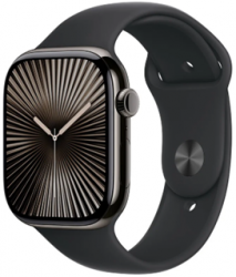 Apple Watch Series 10 GPS + Cellular 46mm Slate Titanium Case with Black Sport Band (MWYE3SA/A)