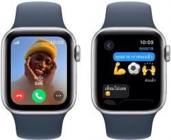 Apple Watch SE GPS + Cellular 40mm Silver Aluminium Case with Storm Blue Sport Band (MRGM3SA/A)