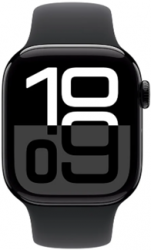 Apple Watch Series 10 GPS + Cellular 42mm Jet Black Aluminium Case with Black Sport Band (MWX63SA/A)