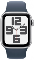 Apple Watch SE GPS 40mm Silver Aluminium Case with Storm Blue Sport Band (MRE23SA/A)