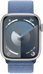 Apple Watch Series 9 GPS 45mm Silver Aluminium Case with Winter Blue Sport Loop (MR9F3SA/A)