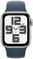 Apple Watch SE GPS + Cellular 40mm Silver Aluminium Case with Storm Blue Sport Band (MRGJ3SA/A)