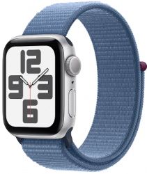 Apple Watch SE GPS 40mm Silver Aluminium Case with Winter Blue Sport Loop (MRE33SA/A)
