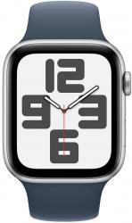 Apple Watch SE GPS 44mm Silver Aluminium Case with Storm Blue Sport Band (MREE3SA/A)