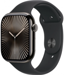 Apple Watch Series 10 GPS + Cellular 46mm Slate Titanium Case with Black Sport Band (MWYD3SA/A)