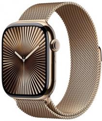 Apple Watch Series 10 GPS + Cellular 46mm Gold Titanium Case with Gold Milanese Loop (MX003SA/A)