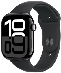 Apple Watch Series 10 GPS 46mm Jet Black Aluminium Case with Black Sport Band (MWWP3SA/A)