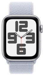 Apple Watch SE GPS + Cellular 44mm Silver Aluminium Case with Blue Cloud Sport Loop (MXGR3SA/A)