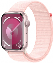 Apple Watch Series 9 GPS 45mm Pink Aluminium Case with Light Pink Sport Loop (MR9J3SA/A)