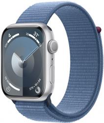 Apple Watch Series 9 GPS 45mm Silver Aluminium Case with Winter Blue Sport Loop (MR9F3SA/A)